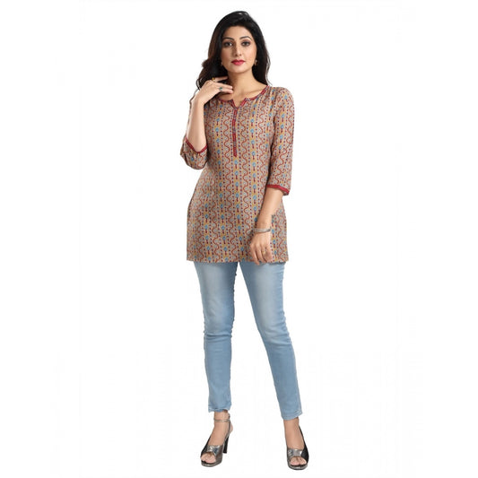 Indoraa Women's 3/4th Sleeve Viscose Blend Tunic Short Top (Multicolor)
