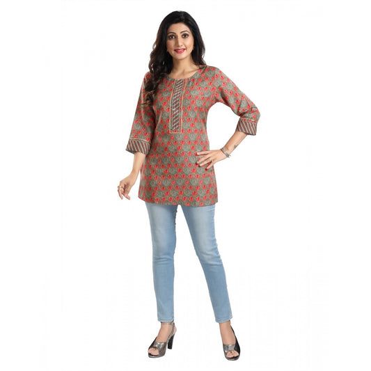 Indoraa Women's 3/4th Sleeve Viscose Blend Tunic Short Top (Multicolor)