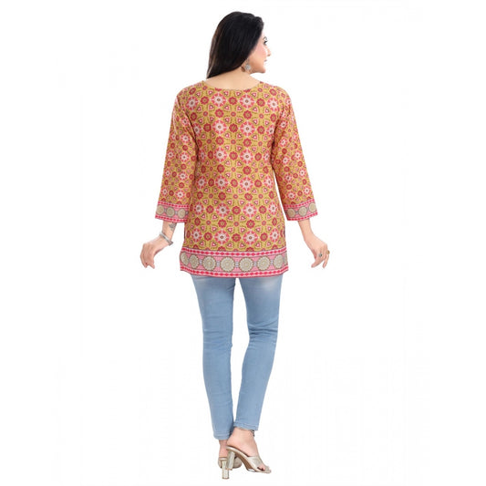 Indoraa Women's 3/4th Sleeve Faux Crepe Tunic Short Top (Multicolor)