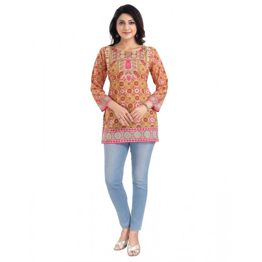 Indoraa Women's 3/4th Sleeve Faux Crepe Tunic Short Top (Multicolor)
