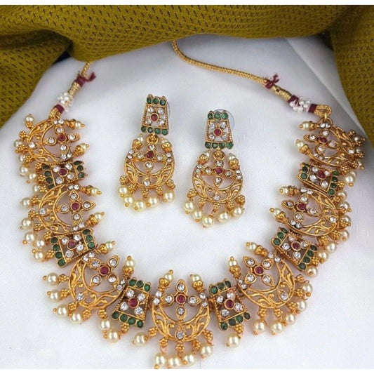 indoraa Women's Ethnic Style Necklace Set (Multi Color, Free Size)