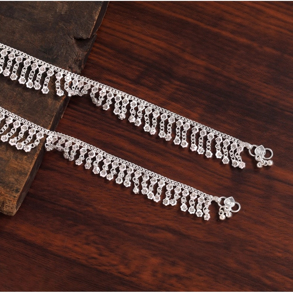 indoraa Women's Silver Color Anklets (Free Size: Upto 10&quot;)