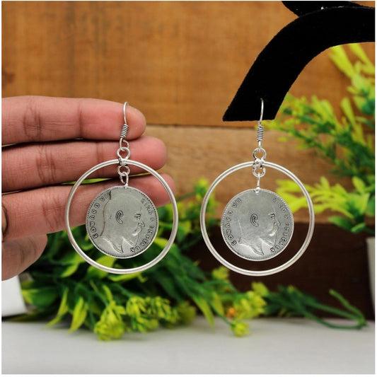 indoraa Women's Silver Color Oxidised Earrings