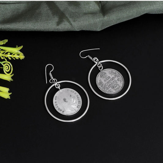indoraa Women's Silver Color Oxidised Earrings