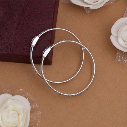 indoraa Silver Color 1 Pair Of Oxidised Kids Bangles Size: 1.6