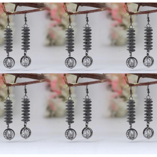 indoraa Women's Black Color Antique Earrings Combo Of 6 Pairs