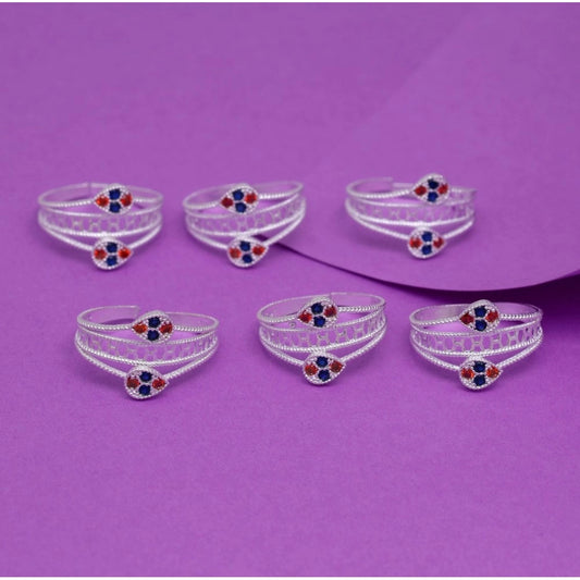 indoraa Women's Multi Color Assorted Design Adjustable Toe Rings Combo Of 3 Pairs