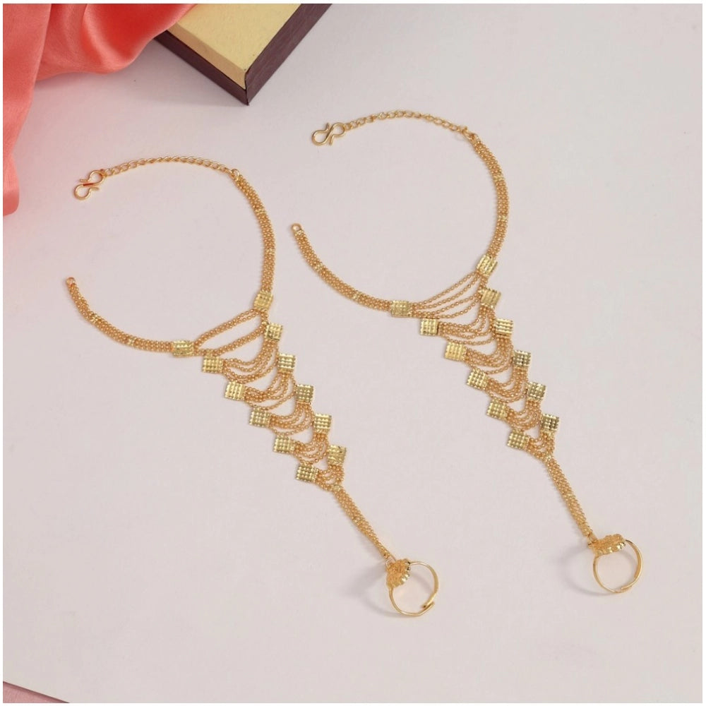 indoraa Women's Gold Plated Hathphool Adjustable Chain