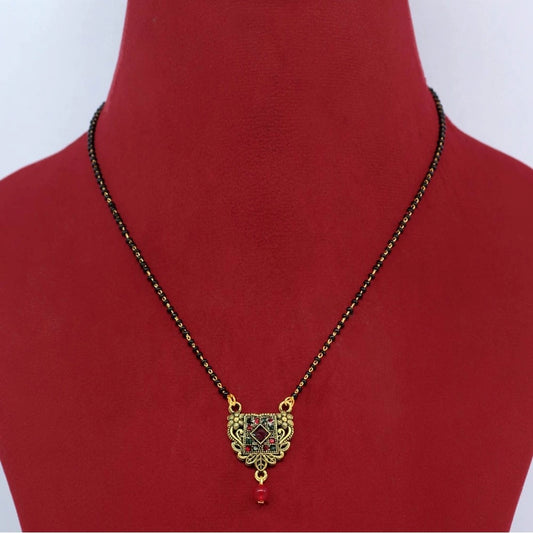 indoraa Women's Maroon &amp; Green Color 5 Piece Of Mangalsutra Combo