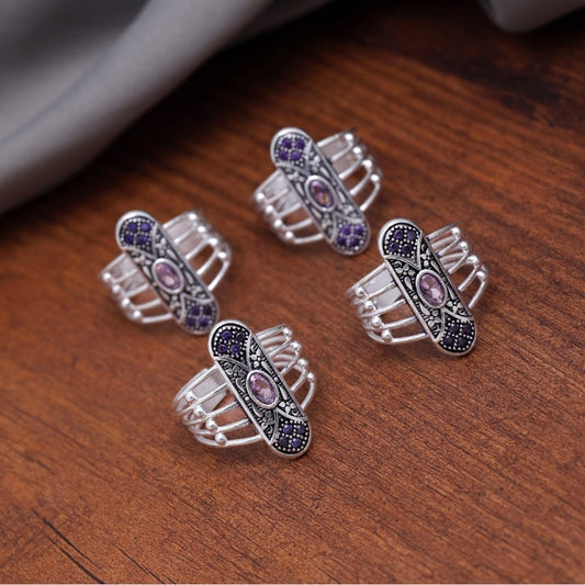 indoraa Women's Multi Color Assorted Design Adjustable Toe Rings Combo Of 2 Pairs