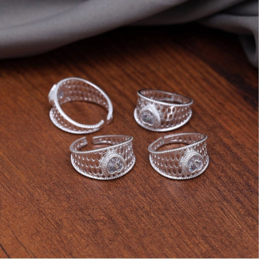 indoraa Women's Multi Color Assorted Design Toe Rings Combo Of 4 Pairs