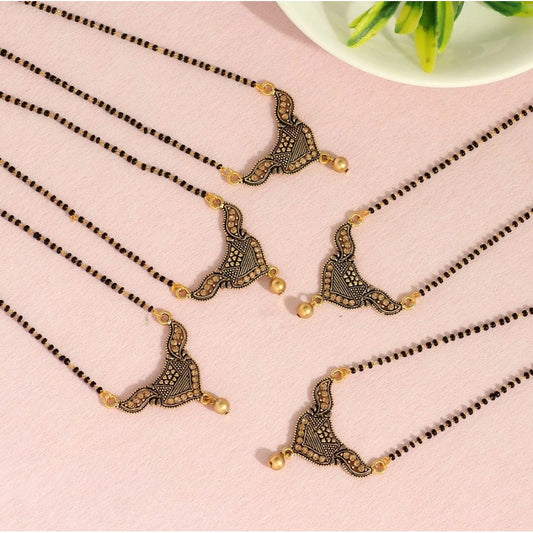 indoraa Women's Gold Color 5 Piece Of Mangalsutra Combo