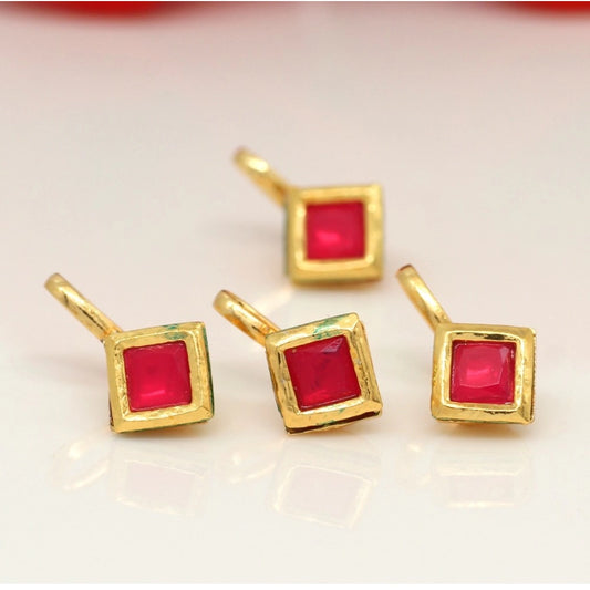indoraa Women's Rani Color Kundan Nose Pin Combo Of 4 Pieces