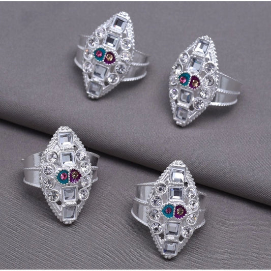 indoraa Women's Multi Color Assorted Design Toe Rings Combo Of 2 Pairs