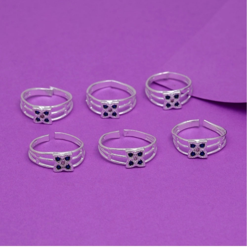 indoraa Women's Multi Color Assorted Design Adjustable Toe Rings Combo Of 3 Pairs