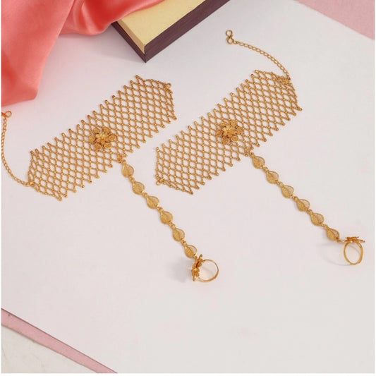 indoraa Women's Gold Plated Hathphool Adjustable Chain