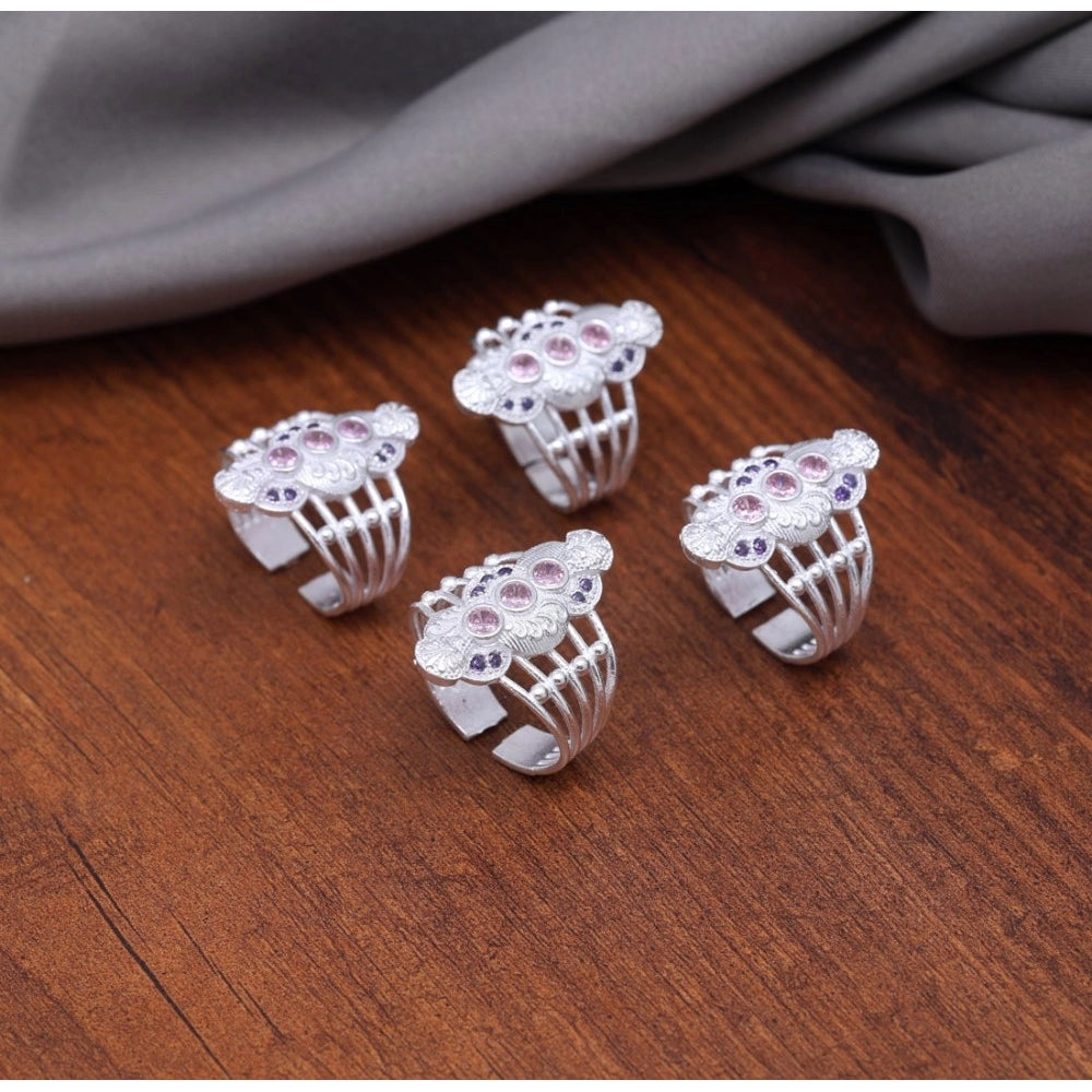 indoraa Women's Multi Color Assorted Design Adjustable Toe Rings Combo Of 2 Pairs