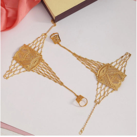 indoraa Women's Gold Plated Hathphool Adjustable Chain