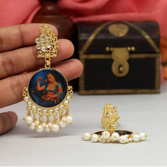 indoraa Women's Multi Color Kundan Kundan Earrings