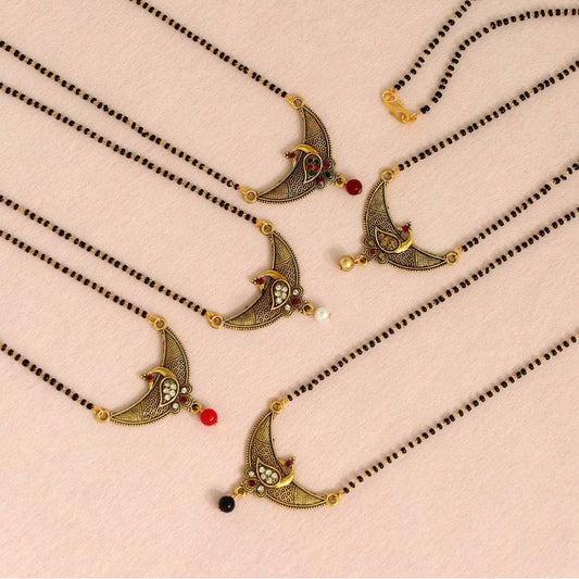 indoraa Women's Multi Color 5 Piece Of Mangalsutra Combo