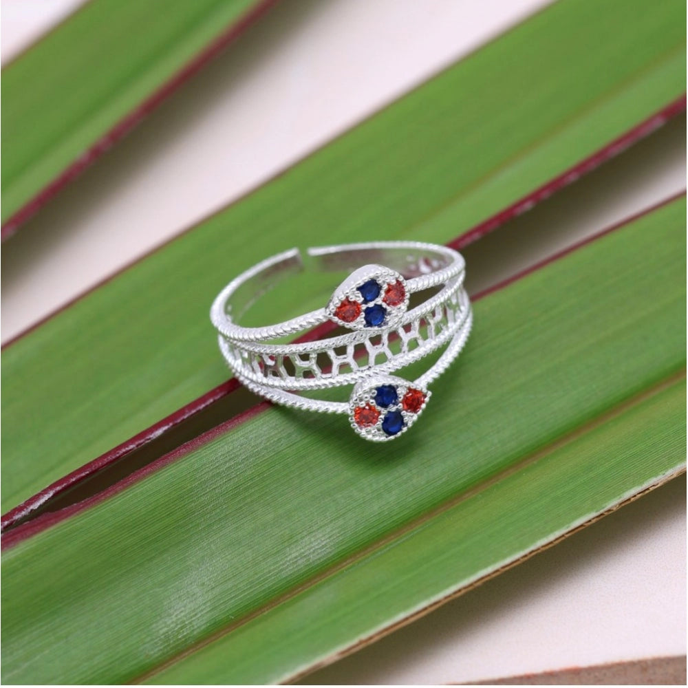indoraa Women's Multi Color Assorted Design Adjustable Toe Rings Combo Of 3 Pairs