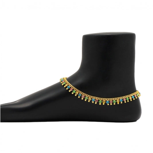 indoraa Women's Multi Color Rhinestone Anklets (Free Size: Upto 10&quot;)
