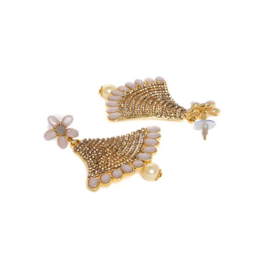indoraa Women's Rose Gold Plated Alloy Earrings (Gold)