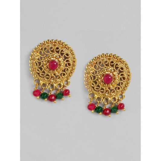 indoraa Women's Rose Gold Plated Alloy Necklace &amp; Earings Set (Multicolor)