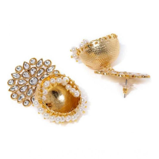 indoraa Women's Rose Gold Plated Alloy Earrings (White)