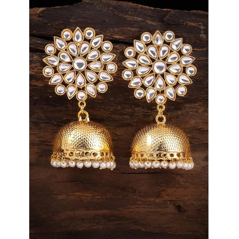 indoraa Women's Rose Gold Plated Alloy Earrings (White)