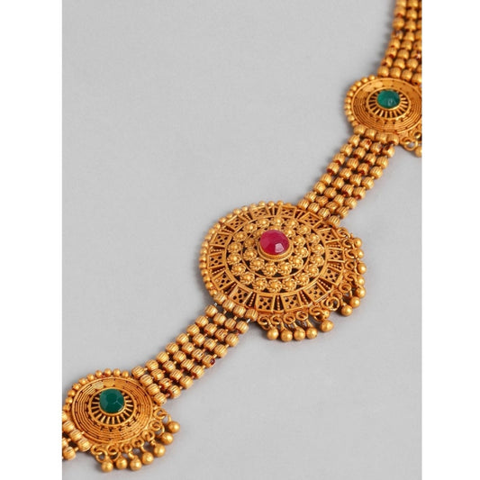 indoraa Women's Rose Gold Plated Alloy Necklace &amp; Earings Set (Multicolor)