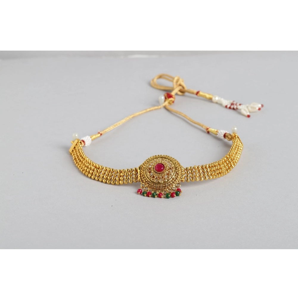 indoraa Women's Rose Gold Plated Alloy Necklace &amp; Earings Set (Multicolor)