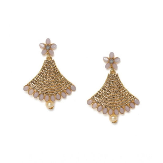 indoraa Women's Rose Gold Plated Alloy Earrings (Gold)