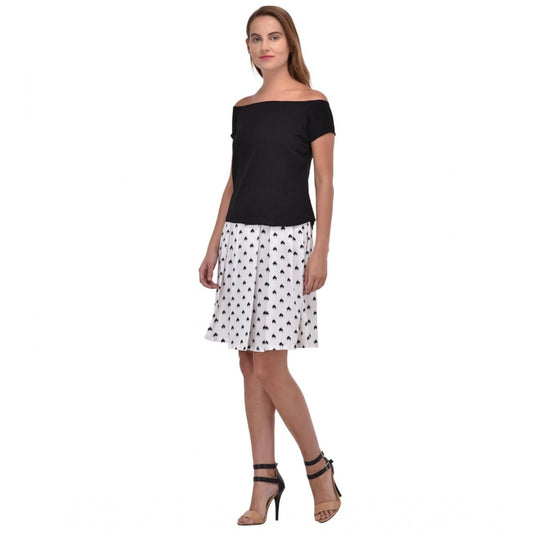 Indoraa Women's Cotton Blend Solid Short Sleeves Dress (Black)