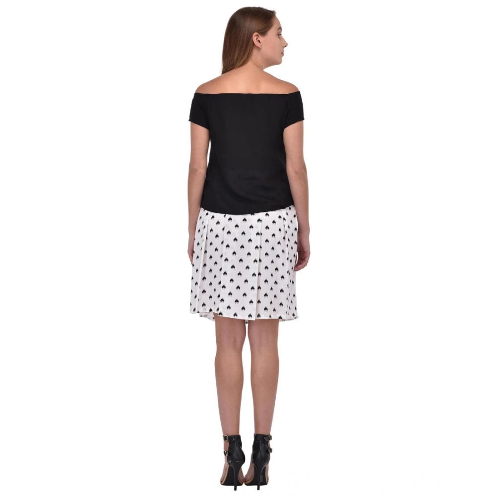 Indoraa Women's Cotton Blend Solid Short Sleeves Dress (Black)