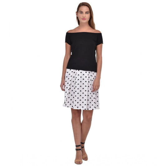 Indoraa Women's Cotton Blend Solid Short Sleeves Dress (Black)