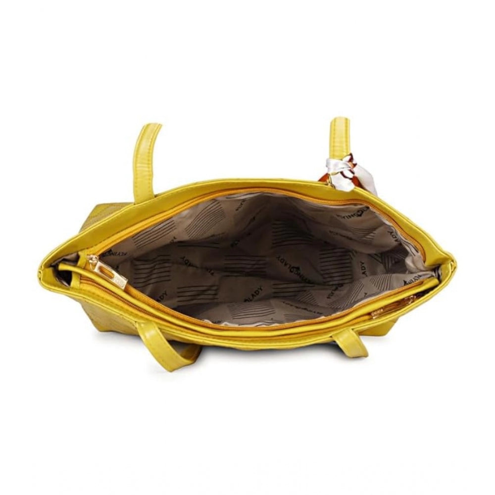 indoraa Women's Polyurethane Textured  Shoulder Bag (Yellow)