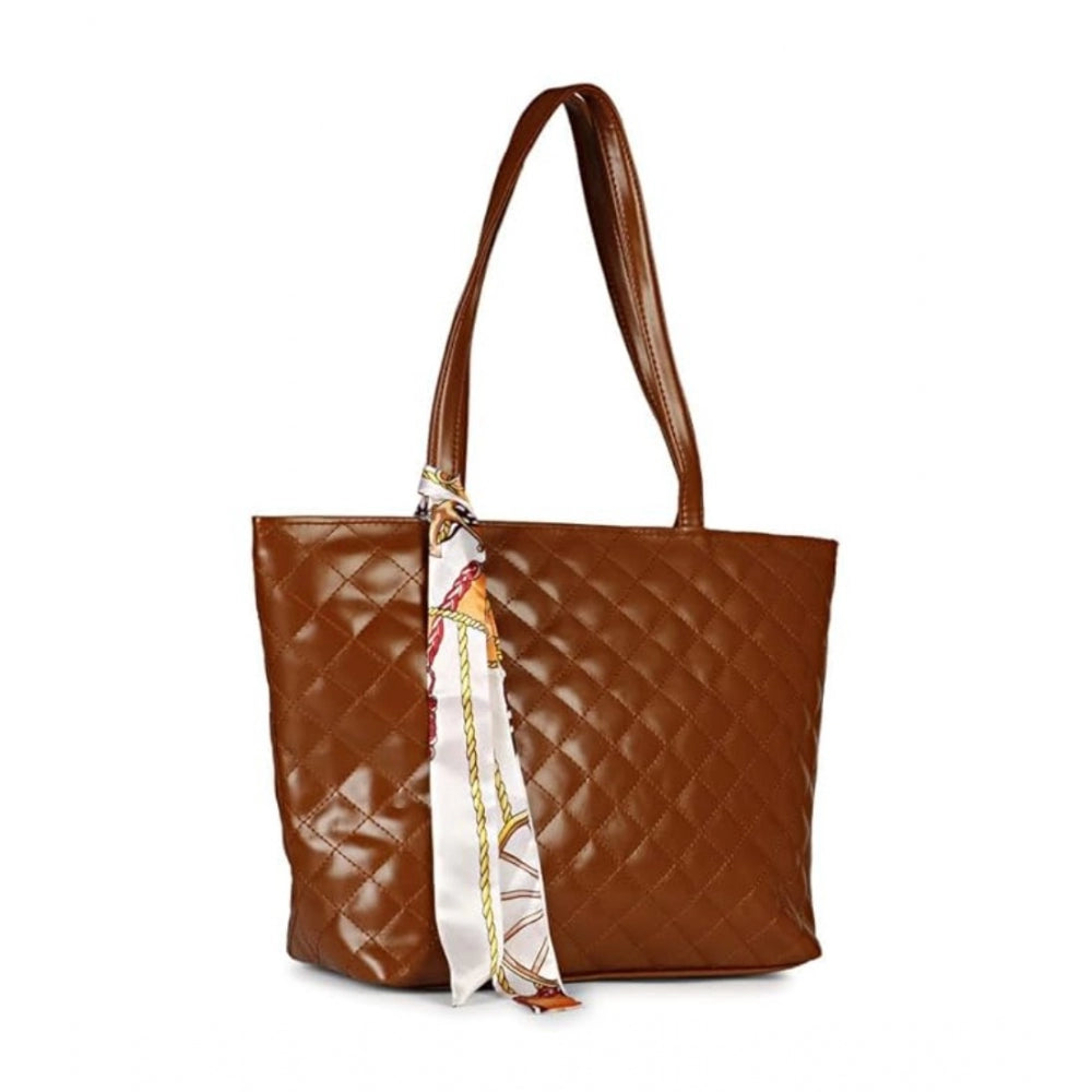 indoraa Women's Polyurethane Textured  Shoulder Bag (Dark Brown)