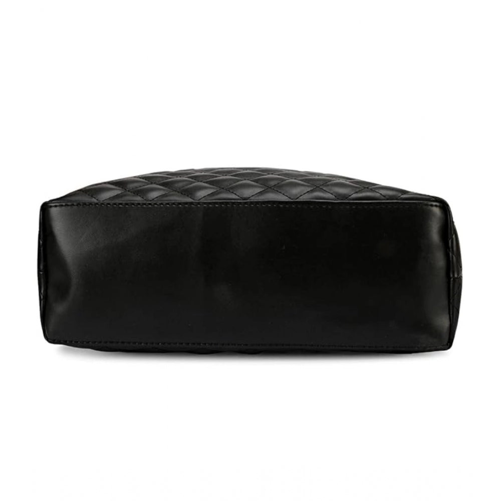 indoraa Women's Polyurethane Textured  Shoulder Bag (Black)