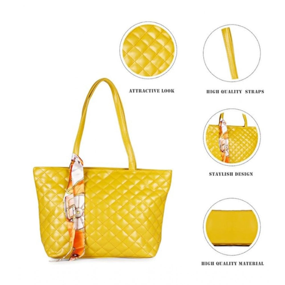 indoraa Women's Polyurethane Textured  Shoulder Bag (Yellow)