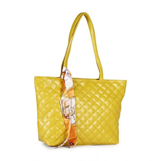 indoraa Women's Polyurethane Textured  Shoulder Bag (Yellow)