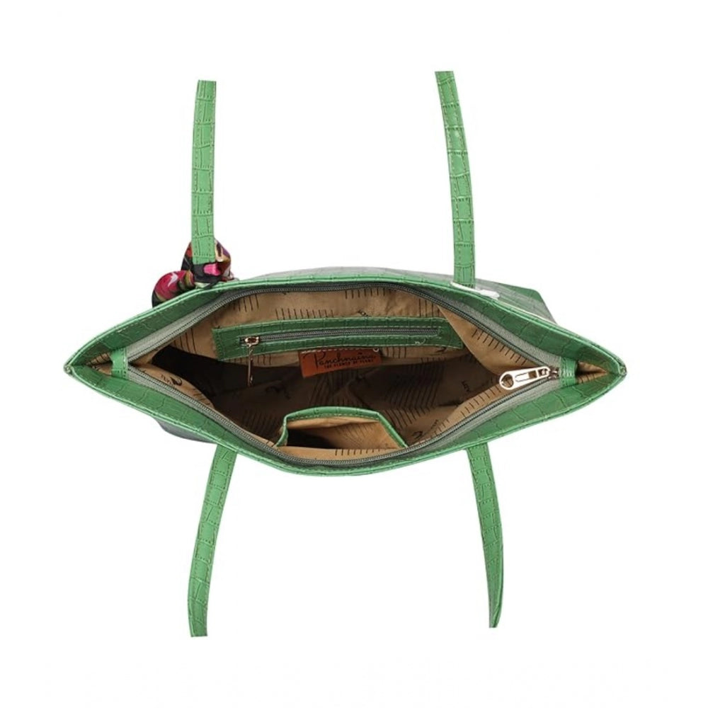 indoraa Women's Polyurethane Textured, Croc Shoulder Bag (Green)