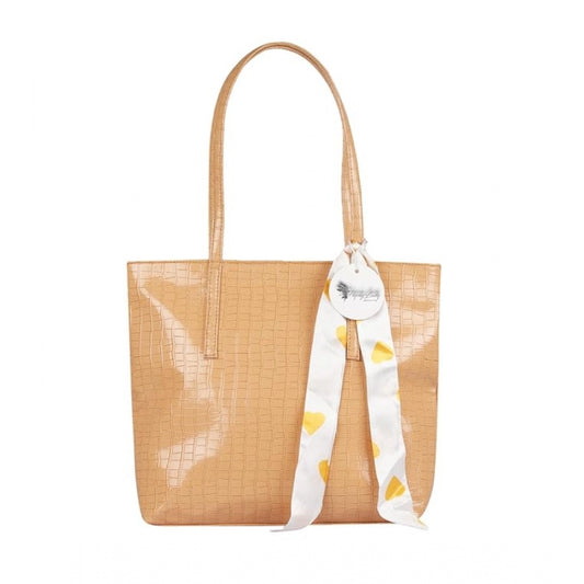indoraa Women's Polyurethane Textured, Croc Shoulder Bag (Yellow)