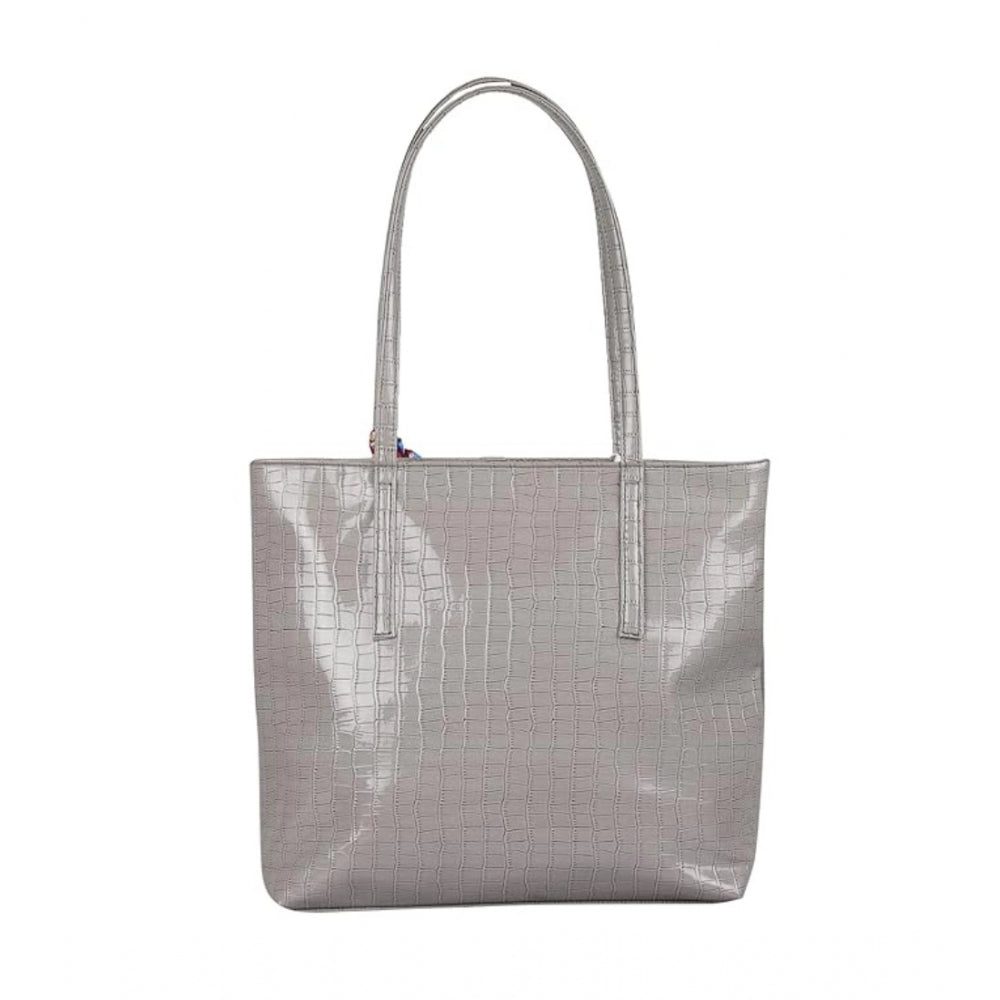indoraa Women's Polyurethane Textured, Croc Shoulder Bag (Grey)