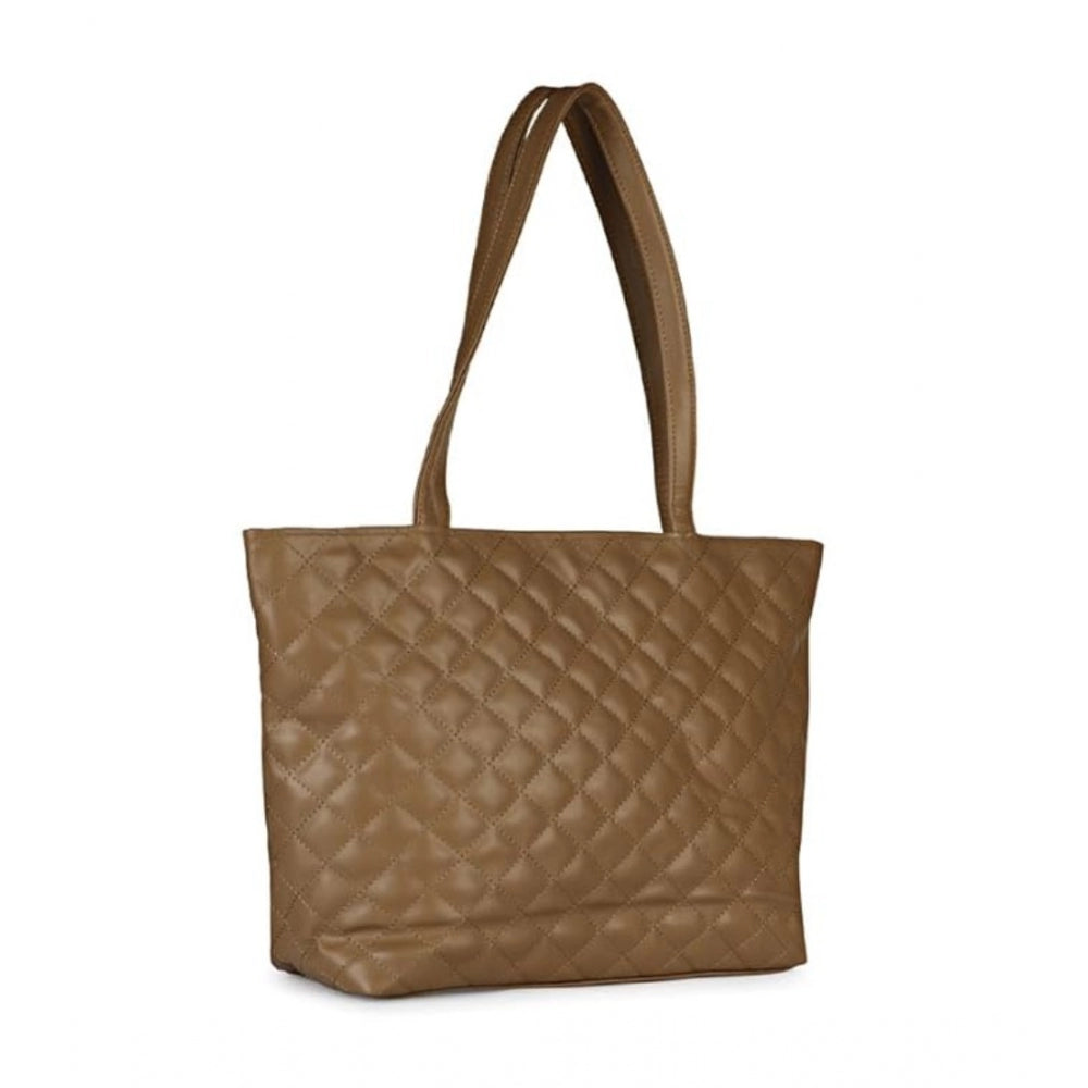 indoraa Women's Polyurethane Textured  Shoulder Bag (Light Brown)