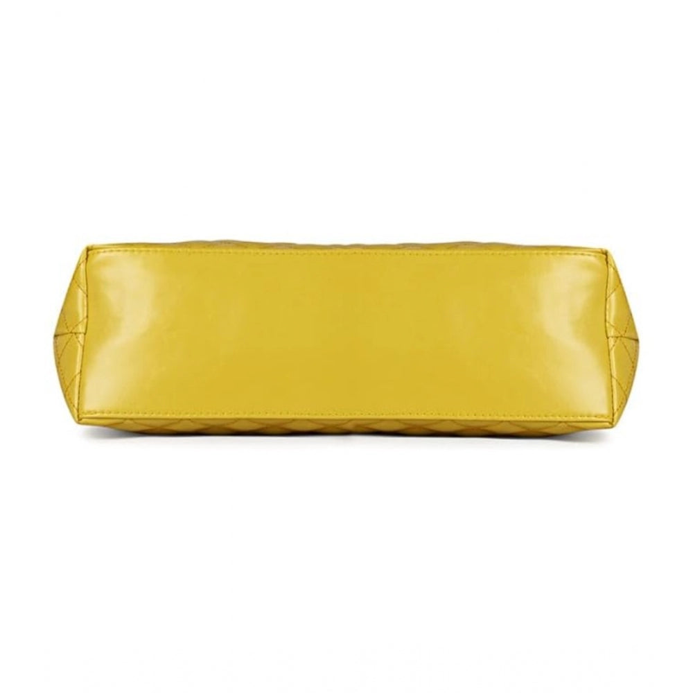indoraa Women's Polyurethane Textured  Shoulder Bag (Yellow)