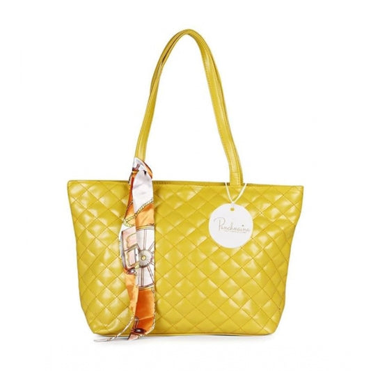 indoraa Women's Polyurethane Textured  Shoulder Bag (Yellow)