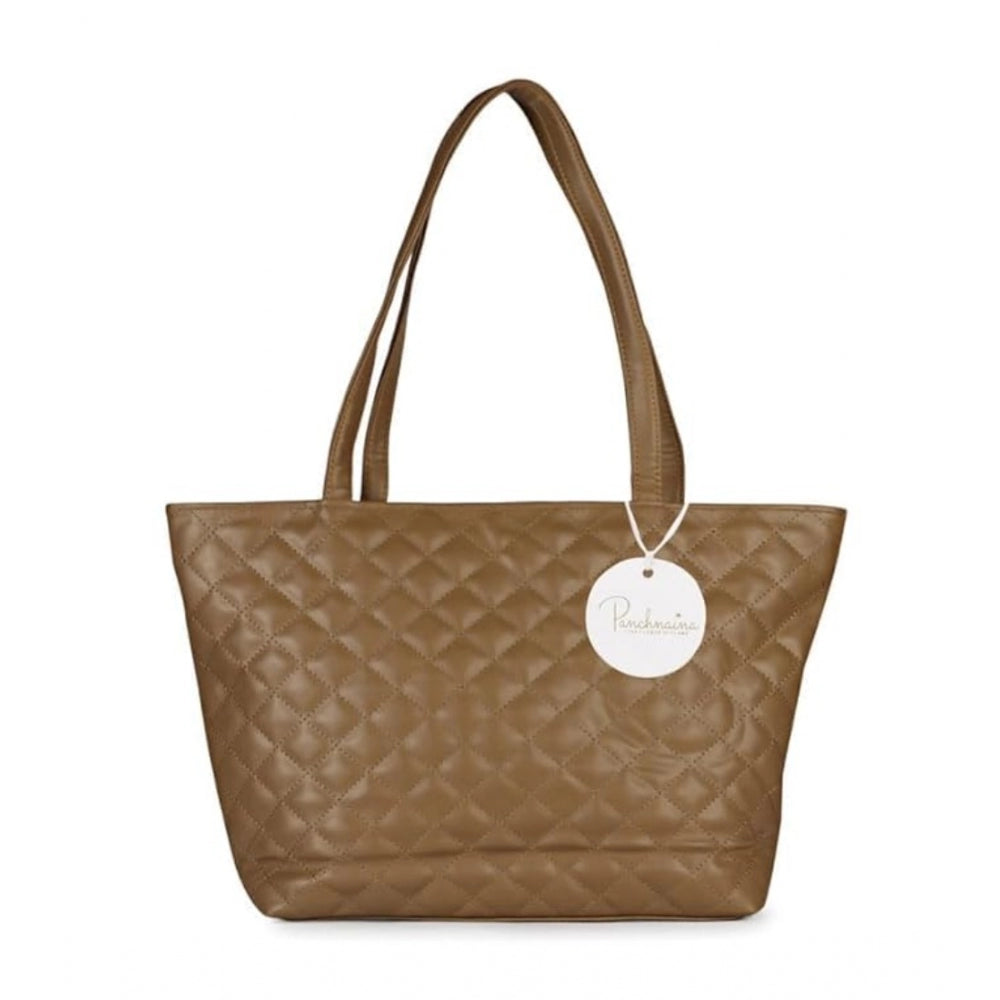 indoraa Women's Polyurethane Textured  Shoulder Bag (Light Brown)