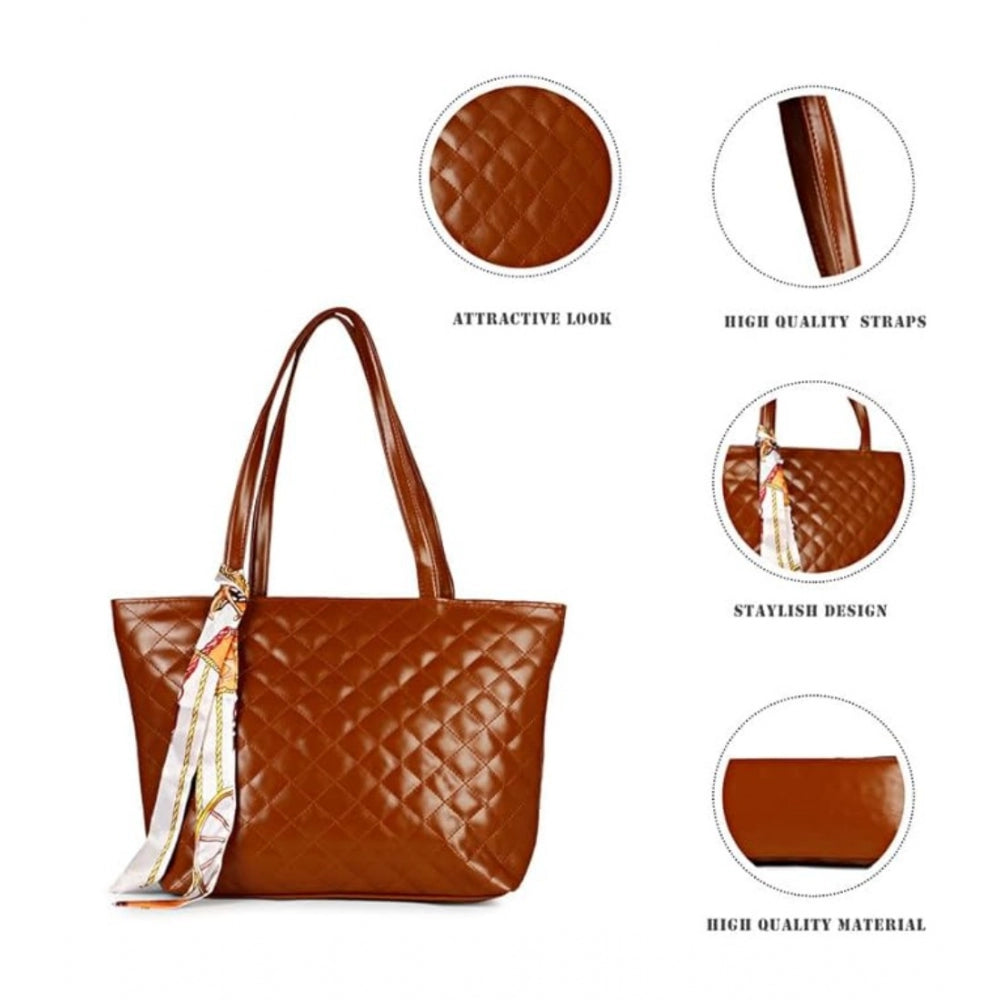 indoraa Women's Polyurethane Textured  Shoulder Bag (Dark Brown)