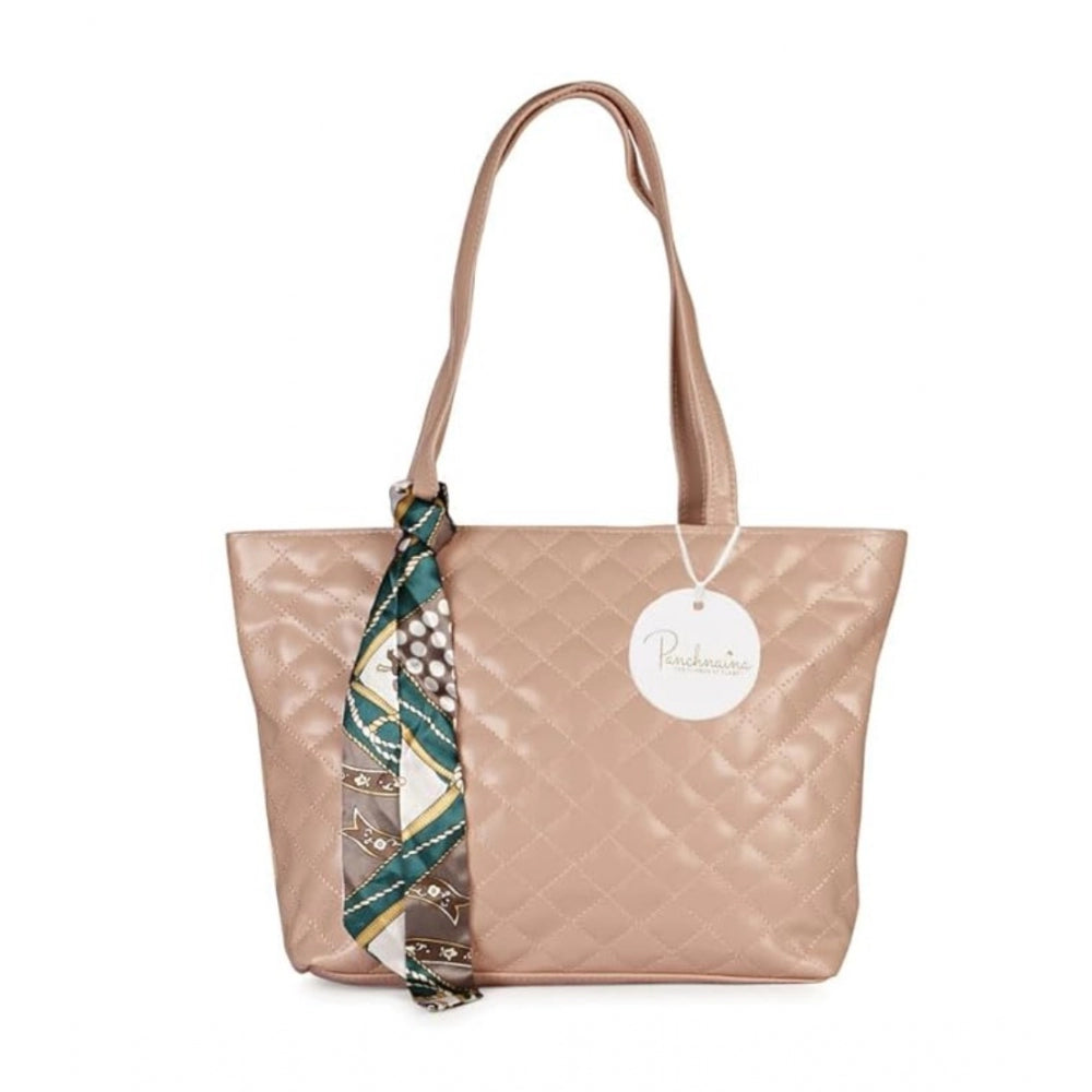 indoraa Women's Polyurethane Textured  Shoulder Bag (Peach)